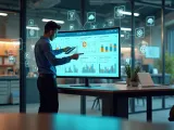Painel de ERP em uma pequena empresa exibindo dados de gestão e redução de custos.
